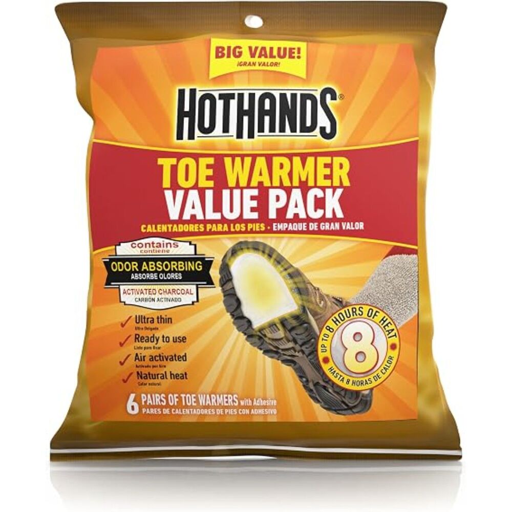 HotHands Toe Warmers Value Pack 6 Pairs Air Activated Adhesive Sock Heat Pads
